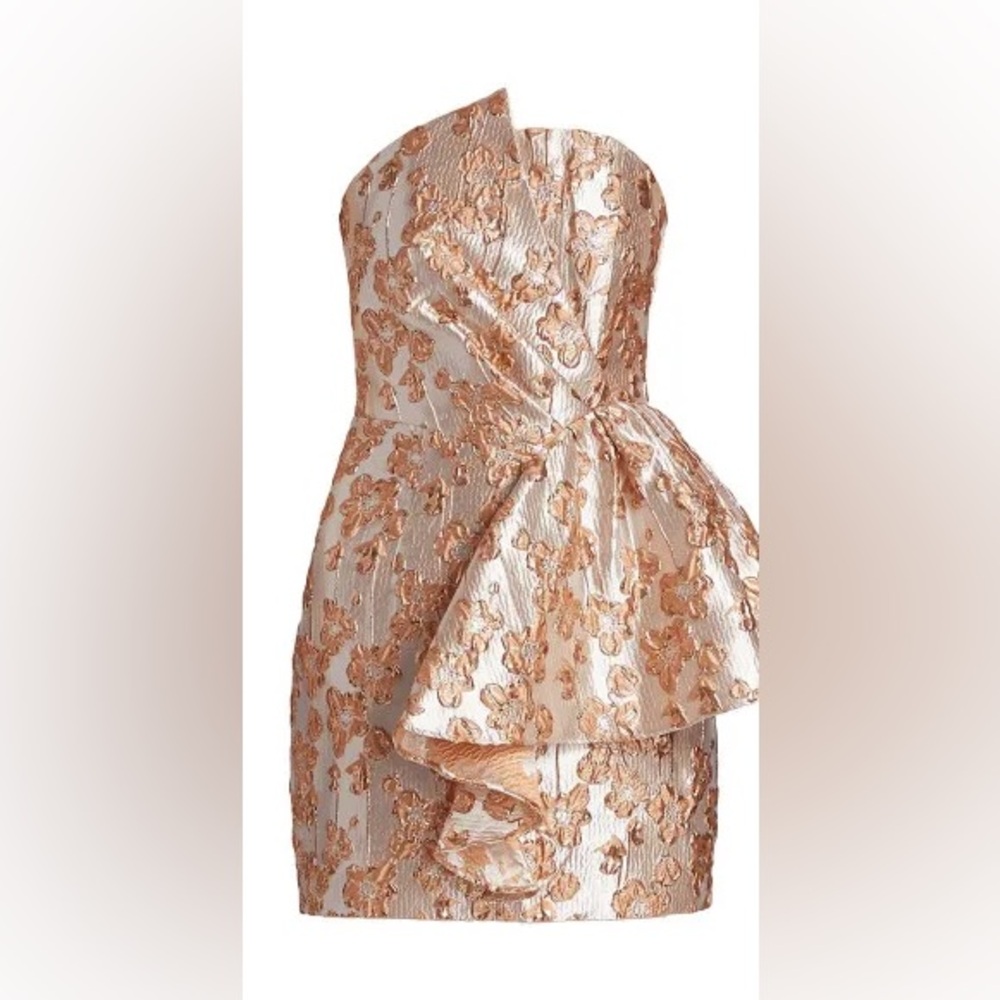 Elliatt Metallic Floral Strapless Mini Dress